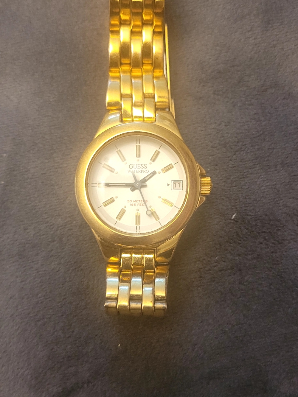 Vintage 1997 GUESS waterpro Gold-Tone Stainless Steel Dress Watch